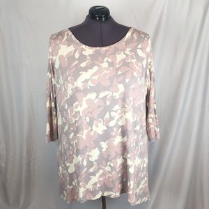 Logo Lori Goldstein Plus Size 3X Muted Colors Blouse with Sheer Back Panel